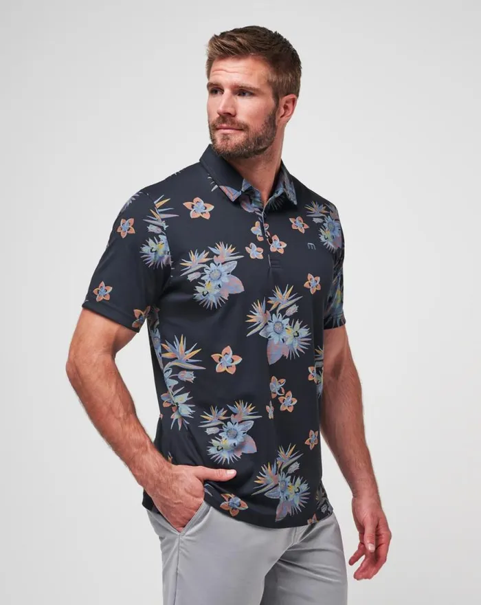 Men SECLUDED ISLAND POLO Black TravisMathew Polos