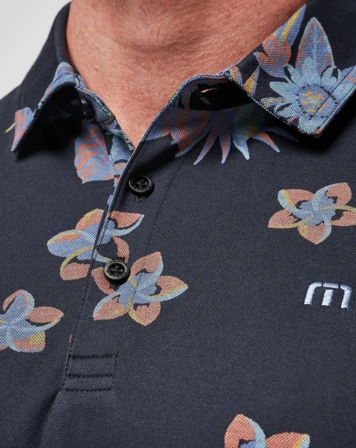 Men SECLUDED ISLAND POLO Black TravisMathew Polos