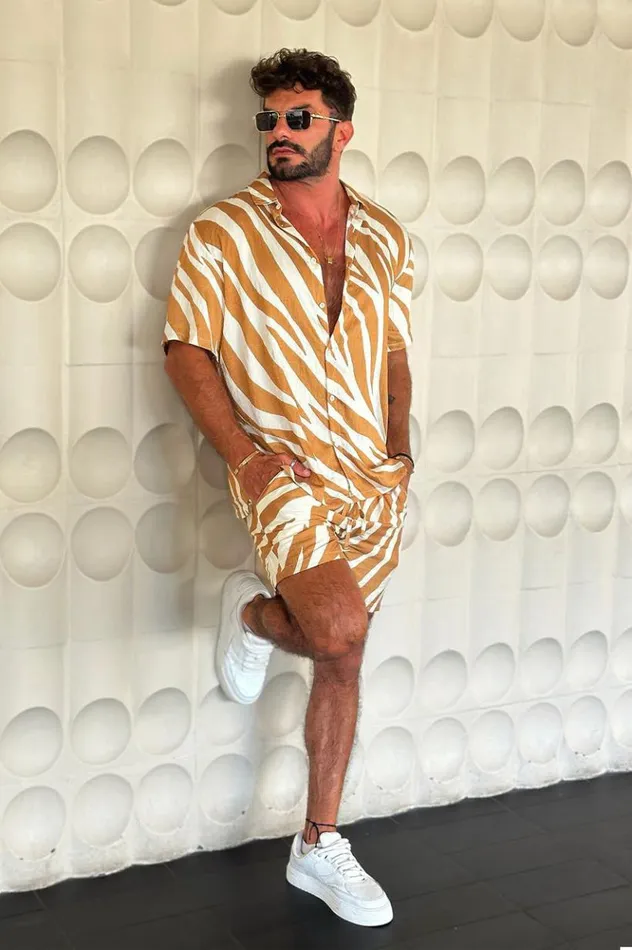 Men Shirts Runaway The Label ABE SHIRT Sand Zebra