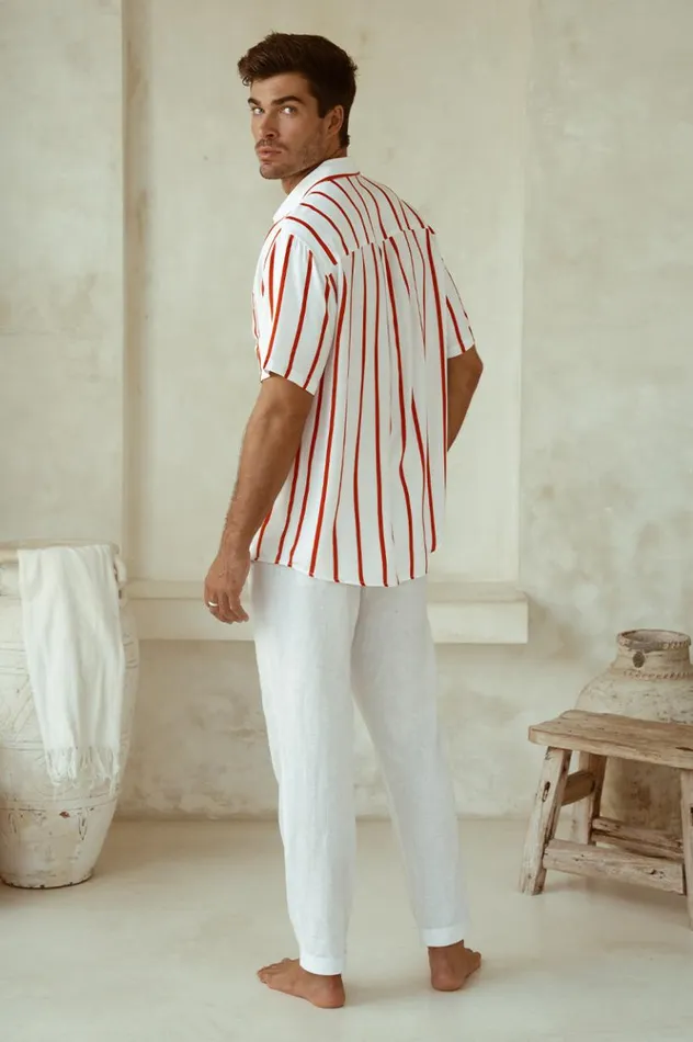 Men Shirts Runaway The Label ELIJAH SHIRT Red Stripe