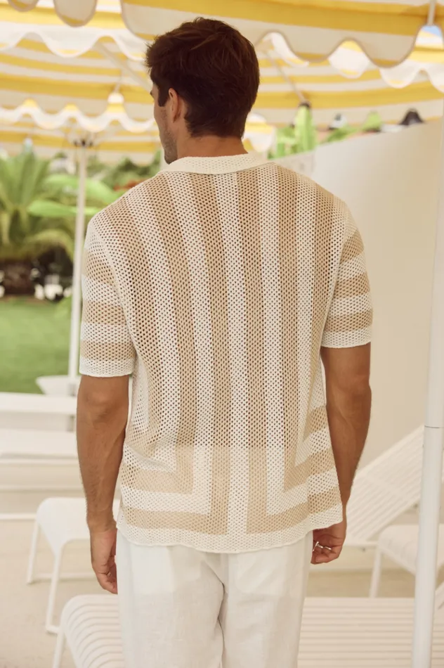 Men Shirts Runaway The Label THEO KNIT SHIRT Sandwhite