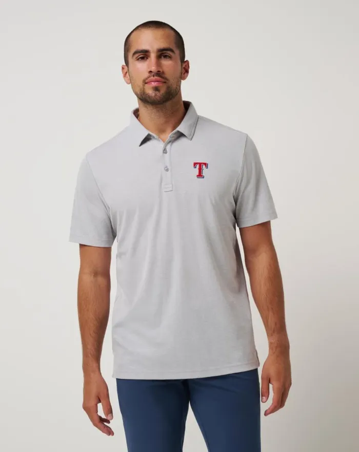 Men TEXAS RANGERS PLAYOFF PITCH POLO Heather Grey TravisMathew Polos