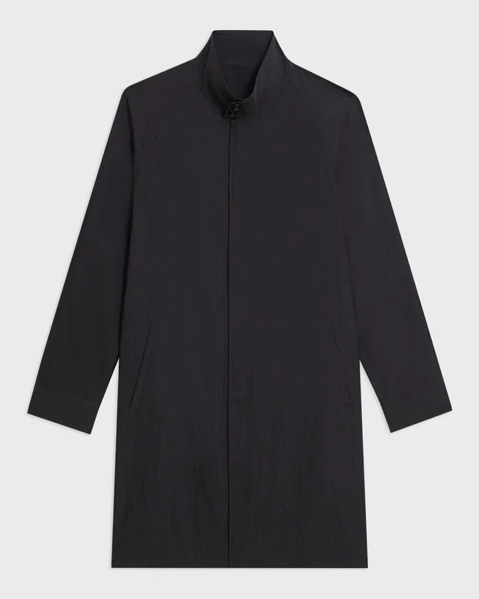 Men Theory Outerwear Reversible StandCollar Trench Coat Black