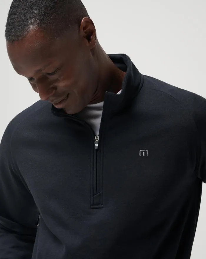 Men UPGRADED QUARTER ZIP Black TravisMathew Quarter Zips