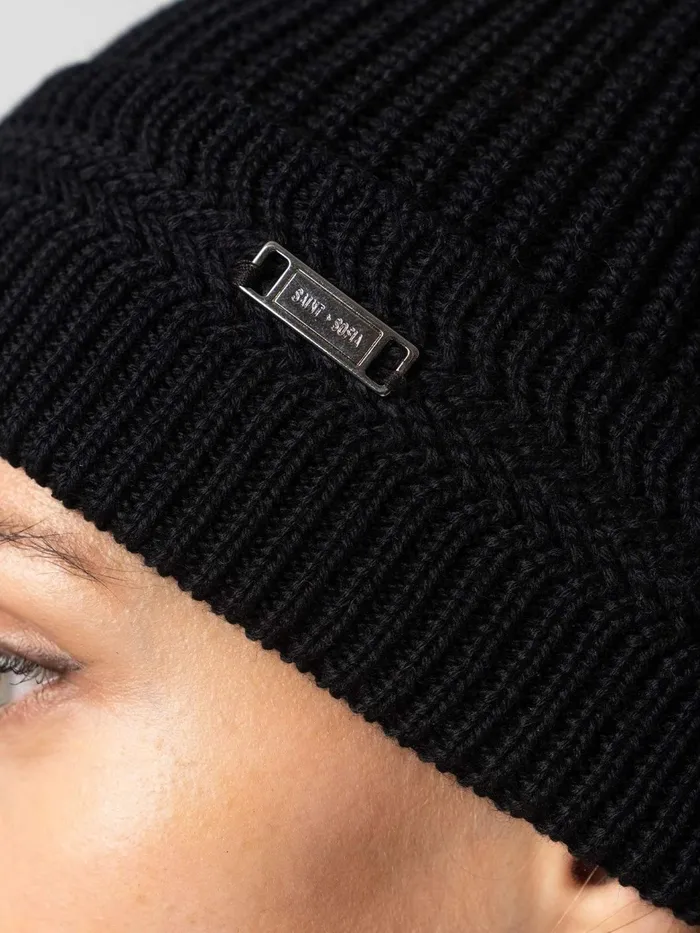 Merino Beanie 8211 Black Black Women Saint And Sofia Scarves and Hats