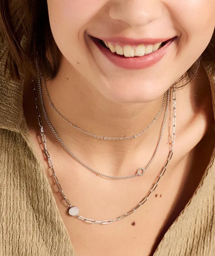 Necklaces Women Olivia Burton Illusion Silver Stacking Necklace Set