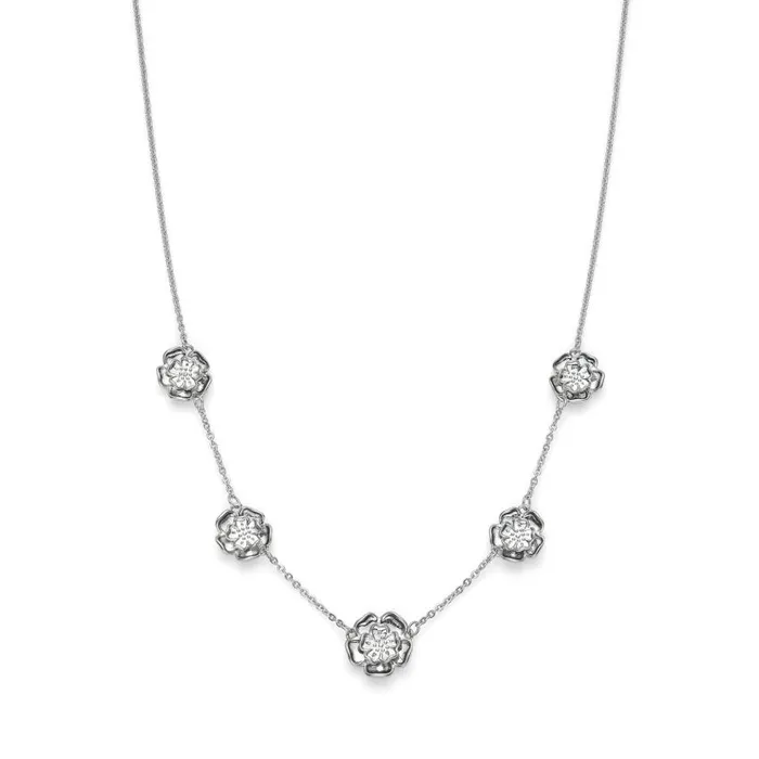 Necklaces Women Olivia Burton Tudor Rose Silver Tone Multi Station Necklace