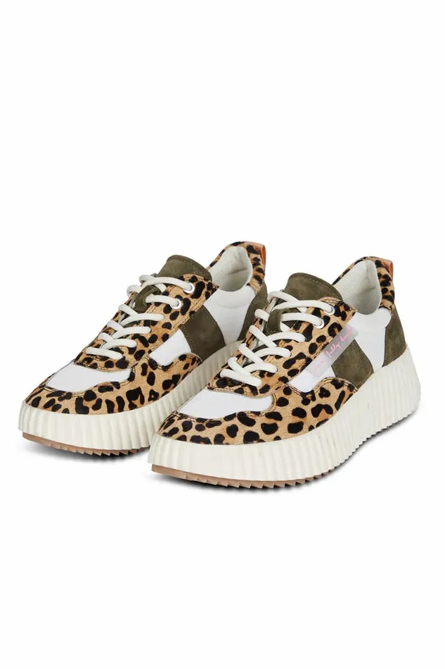 Never Fully Dressed Footwear NFD Leopard And Khaki Trainer 8211 Women