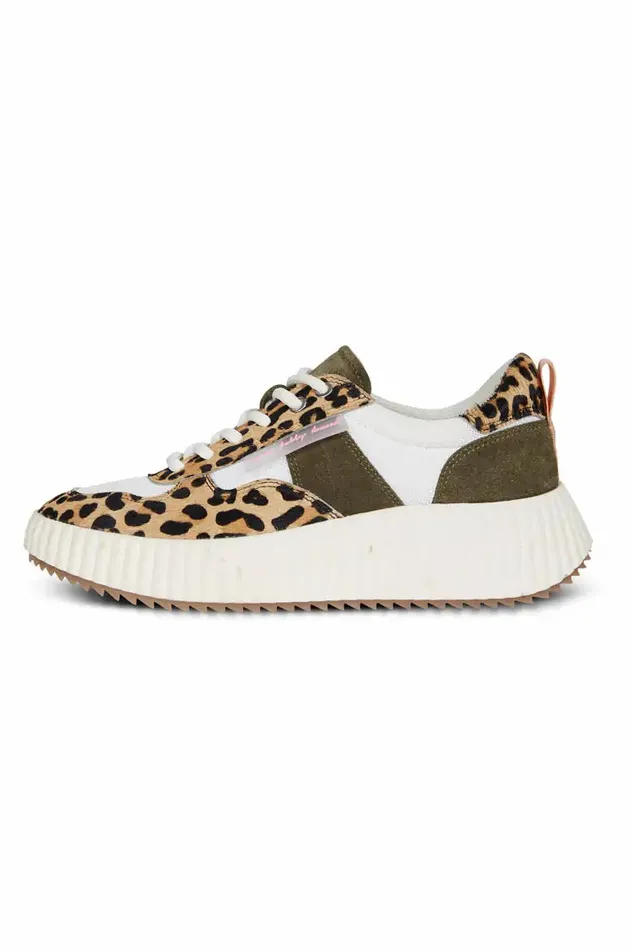 Never Fully Dressed Footwear NFD Leopard And Khaki Trainer 8211 Women