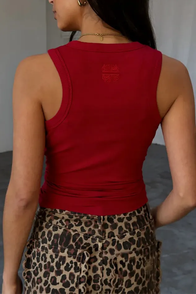 Never Fully Dressed Tops and TShirts Deep Red Rib Tank Top 8211 Women