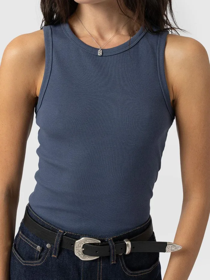 Nova Racer Vest 8211 Dusty Blue Dusty Blue Women Saint And Sofia TShirts and Tanks