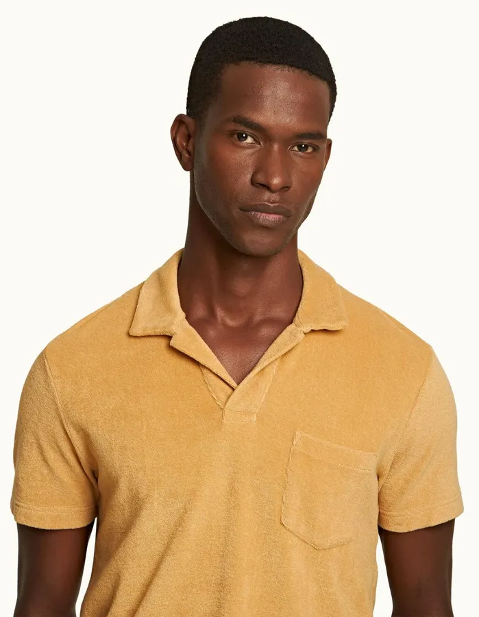 Orlebar Brown Polo Shirts Men Terry Towelling Biscuit