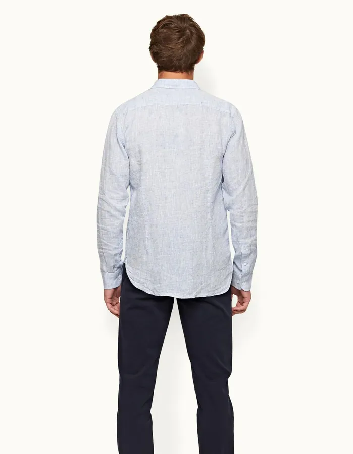 Orlebar Brown Shirts Men Giles Linen Navywhite