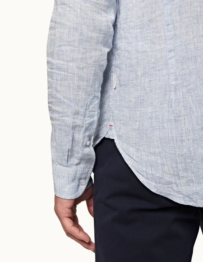 Orlebar Brown Shirts Men Giles Linen Navywhite