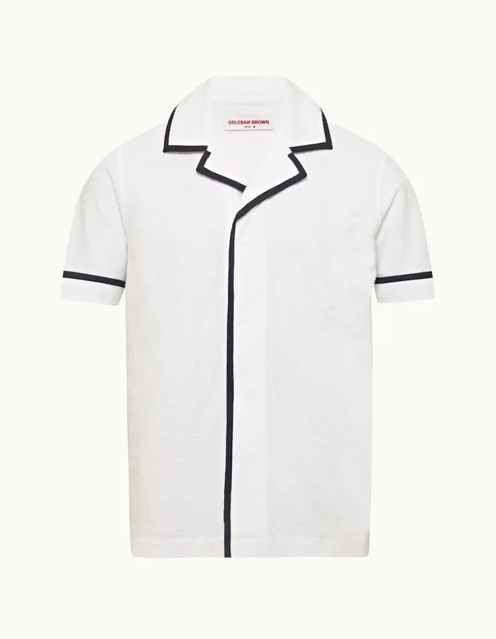 Orlebar Brown Shirts Men Griffith Towelling Whitemidnight Navy