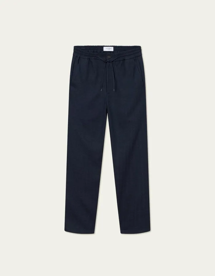 Pants Men Les Deux Como Herringbone Tapered Drawstring Pants 8211 Dark NavyDark Grey Melange Pants Men Les Deux Como Herringbone Tapered Drawstring Pants 8211 Dark NavyDark Grey Melange
