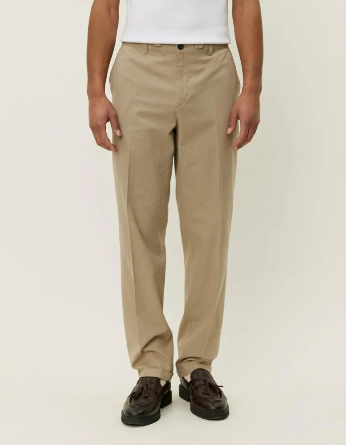 Pants Men Les Deux Pino CottonLinen Pants 8211 Dark Sand