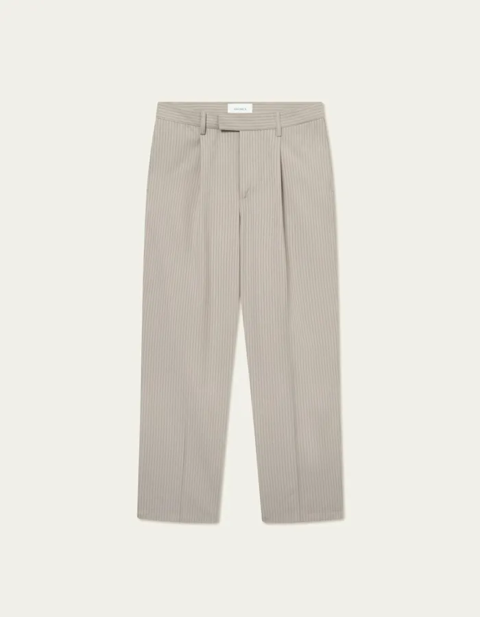 Pants Men Les Deux Reece Pleated Pinstripe Suit Pants 8211 Light SandWalnut