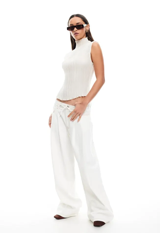 Pants Women Lioness Fashion SLOUCHED TIE UP JEAN Porcelain Pants Women Lioness Fashion SLOUCHED TIE UP JEAN Porcelain