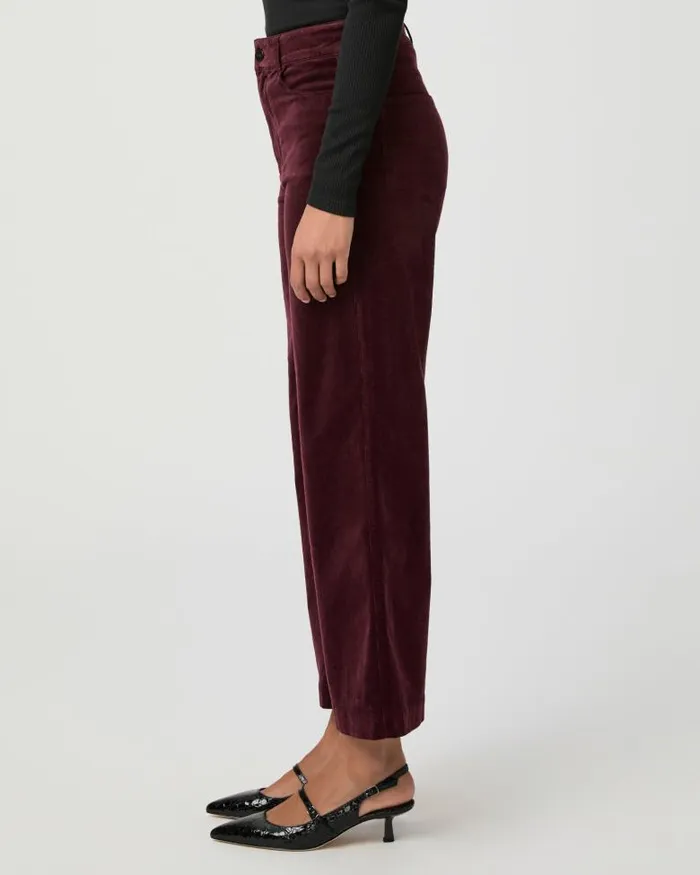 Pants Women PAIGE Anessa Wide Leg Pant 8211 Dark Oxblood Corduroy