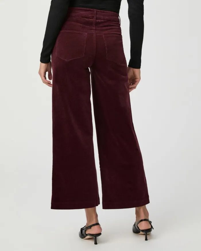 Pants Women PAIGE Anessa Wide Leg Pant 8211 Dark Oxblood Corduroy