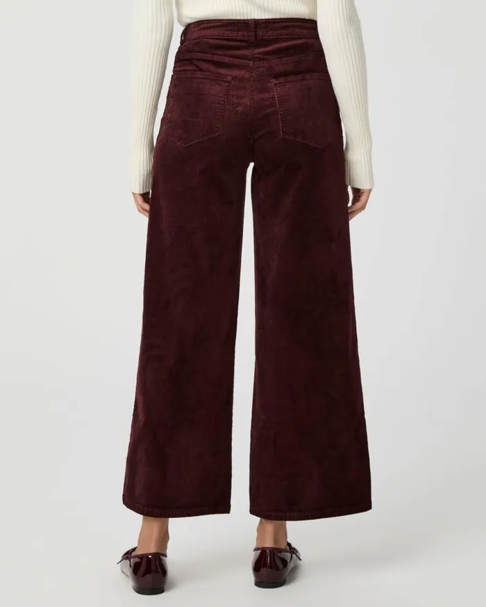 Pants Women PAIGE Harper Ankle Wide Leg Pant 8211 Dark Oxblood Corduroy