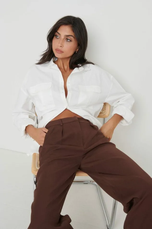 Pretty Lavish Bottoms Women Esther Relaxed Trousers Brown