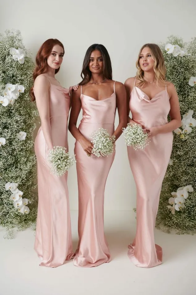 Pretty Lavish Bridesmaid Dresses Women Keisha Maxi Bridesmaid Dress Matte True Blush
