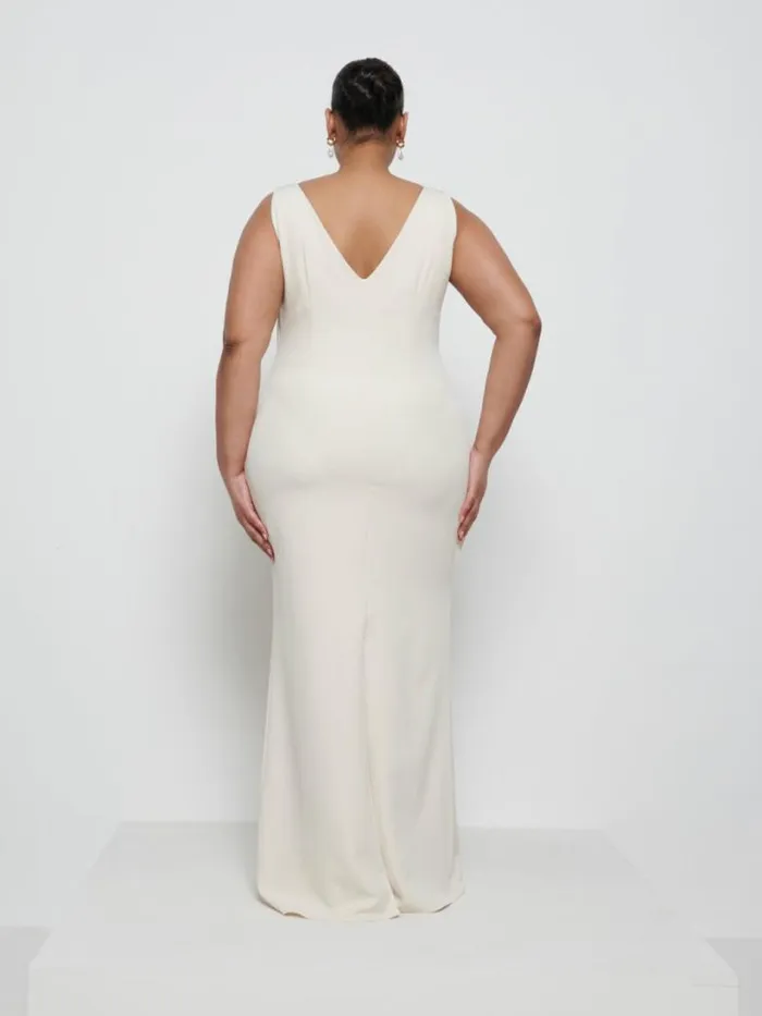 Pretty Lavish Crepe Bridesmaid Dresses Women Esmee Crepe Maxi Bridesmaid Dress Curve Champagne