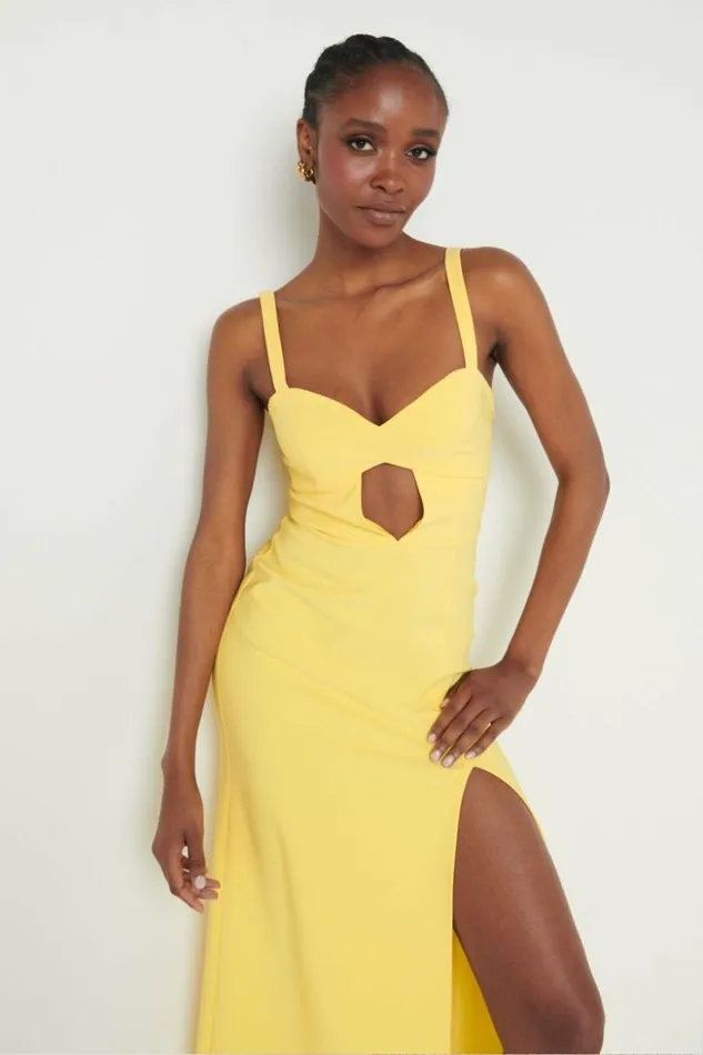 Pretty Lavish Dresses Women Alice Cut Out Sweetheart Maxi Dress Yellow