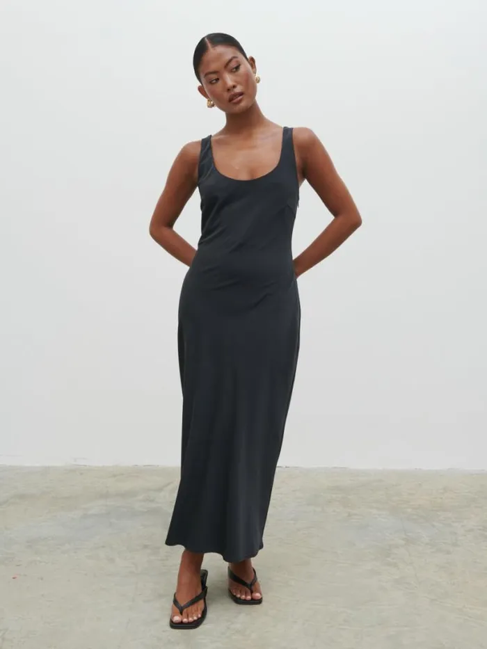 Pretty Lavish Dresses Women Evelyn Satin Slip Midaxi Dress Black