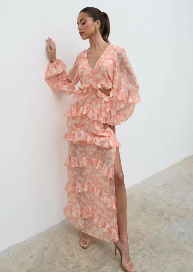 Pretty Lavish Dresses Women Evie Maxi Dress Terracotta Petal