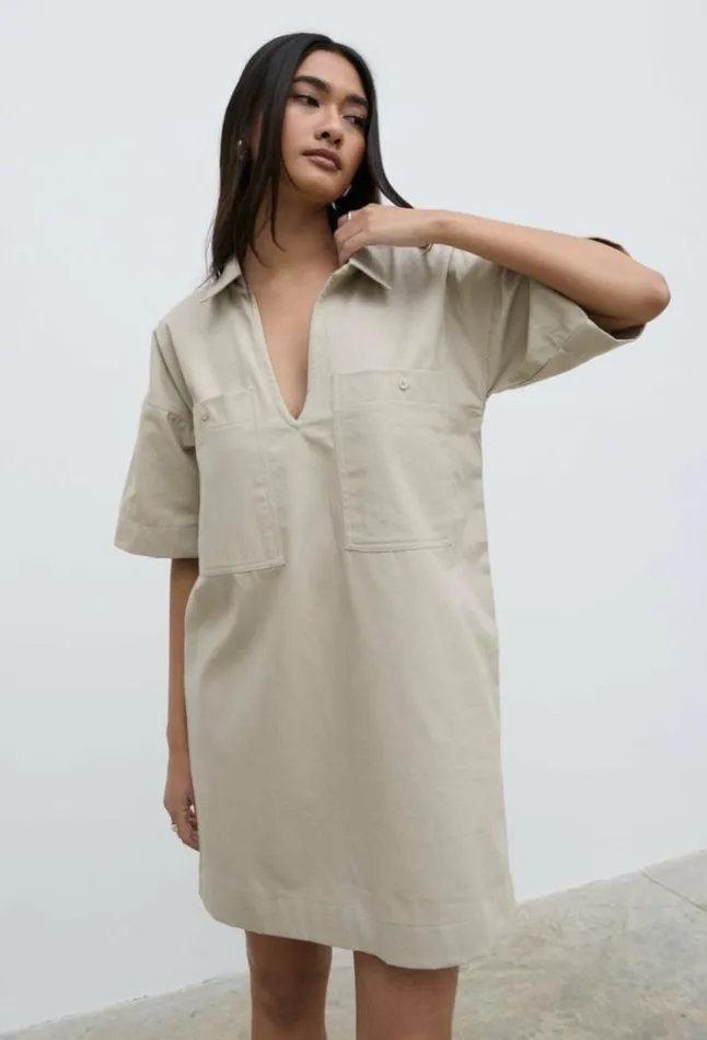 Pretty Lavish Dresses Women Lia Utility Shirt Dress Beige