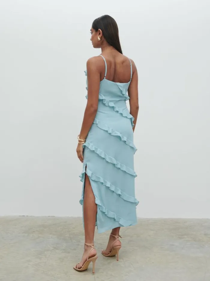Pretty Lavish Dresses Women Nadine Ruffle Midaxi Dress Blue