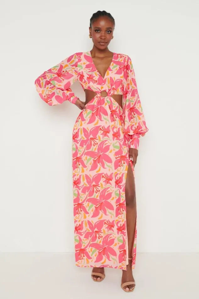 Pretty Lavish Dresses Women Odette Cut Out Maxi Dress Pink Lily