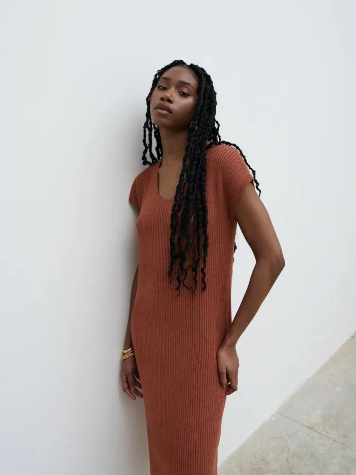Pretty Lavish Dresses Women Rose Knit Midaxi Dress Red