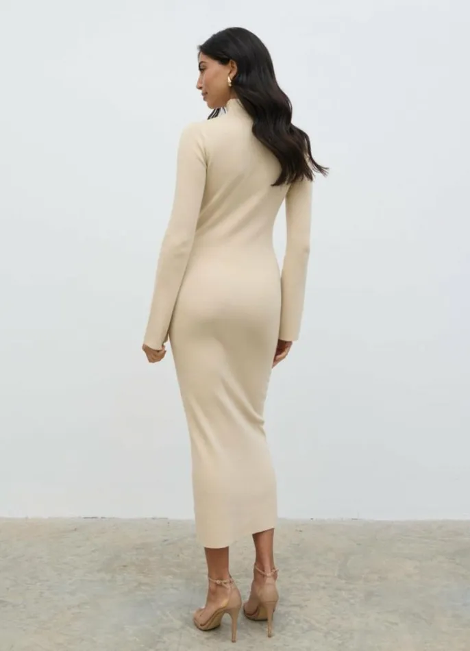Pretty Lavish Dresses Women Shani Cut Out Knit Dress Beige