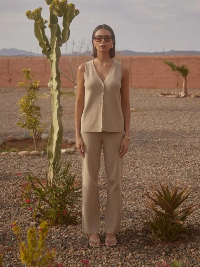 Pretty Lavish Everyday Staples Women Kourtney Knit Trousers Beige