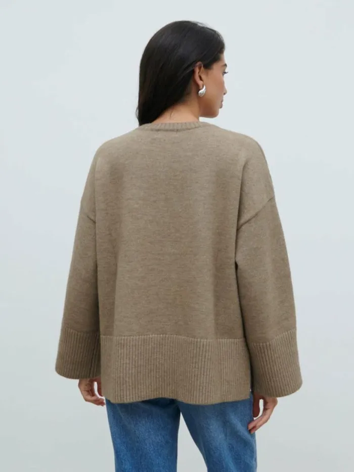 Pretty Lavish Knitwear Women Finnity Slouchy Crew Neck Knit Jumper Light Brown
