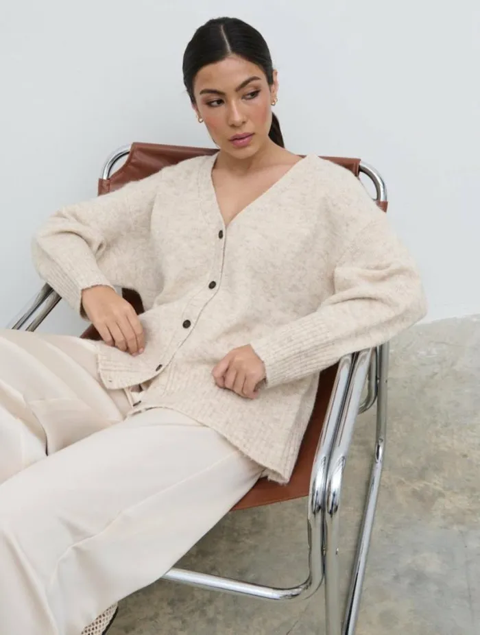 Pretty Lavish Knitwear Women Otto Knit Cardigan Cream