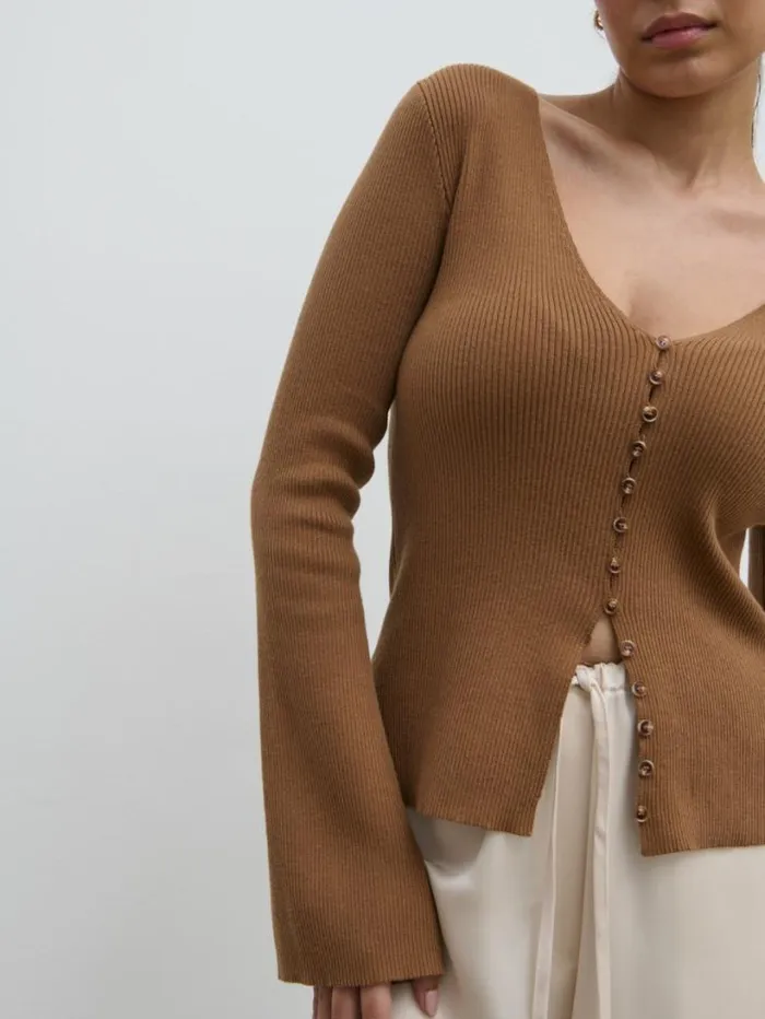 Pretty Lavish Knitwear Women Tia Knit Cardigan Brown