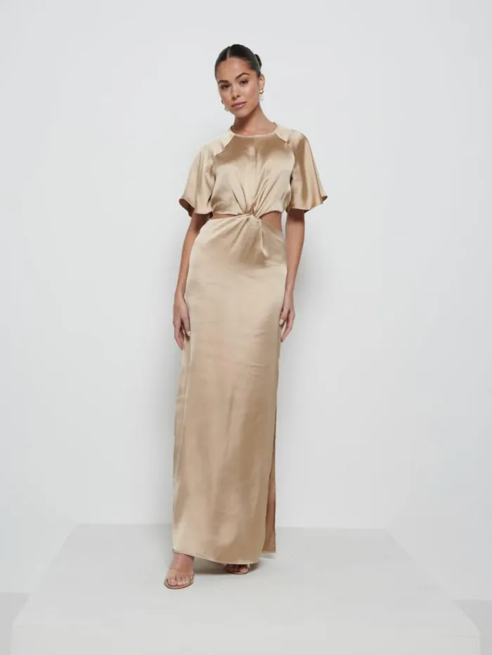 Pretty Lavish Satin Bridesmaid Dresses Women Zara Twist Knot Bridesmaid Dress Bronze