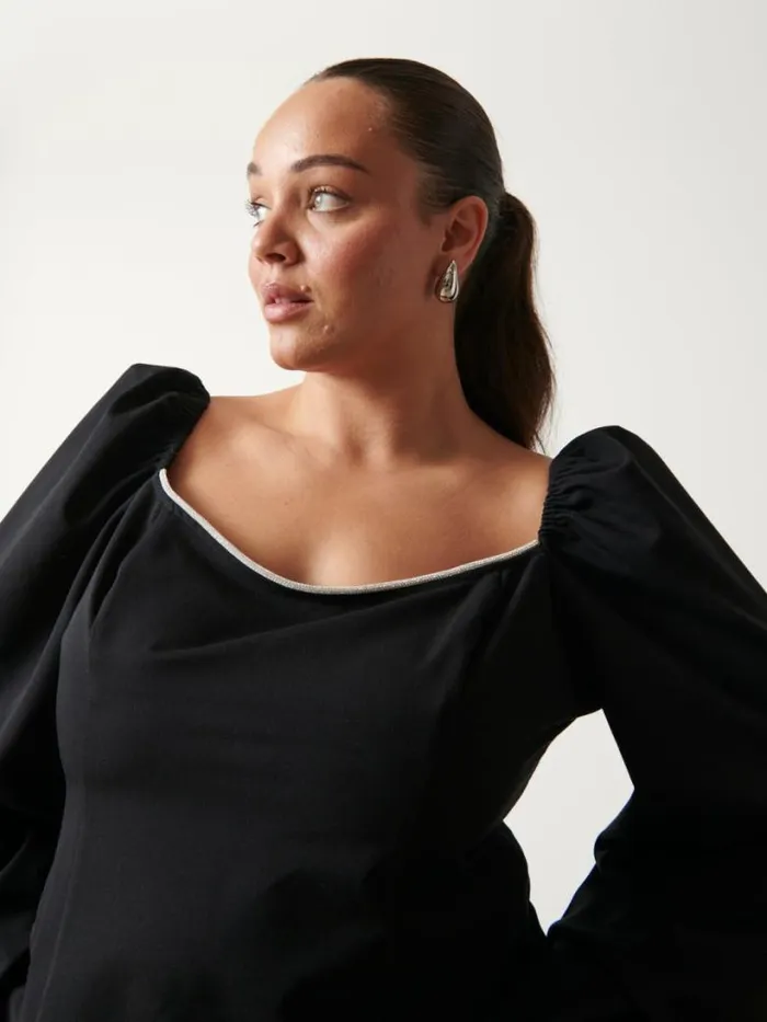 Pretty Lavish Tops Women Niamh Embellished Top Curve Black
