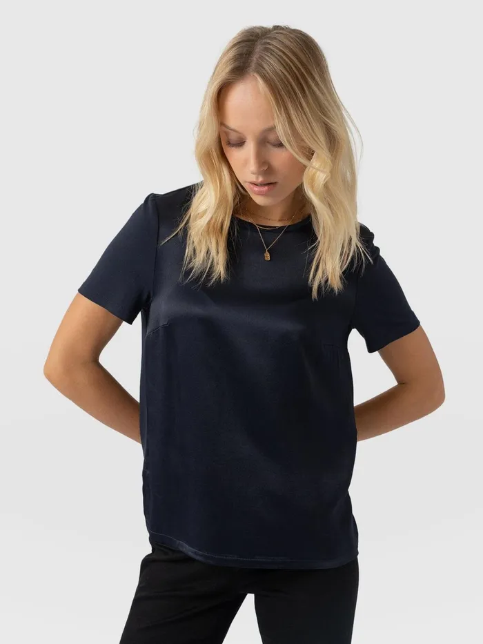 Rayner Contrast Tee 8211 Navy Navy Women Saint And Sofia TShirts and Tanks