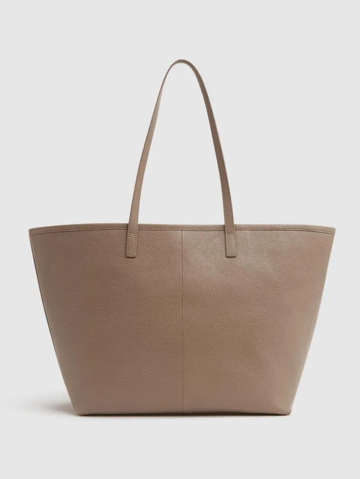 Reiss Bags Dena Leather Tote Bag Taupe 8211 Women