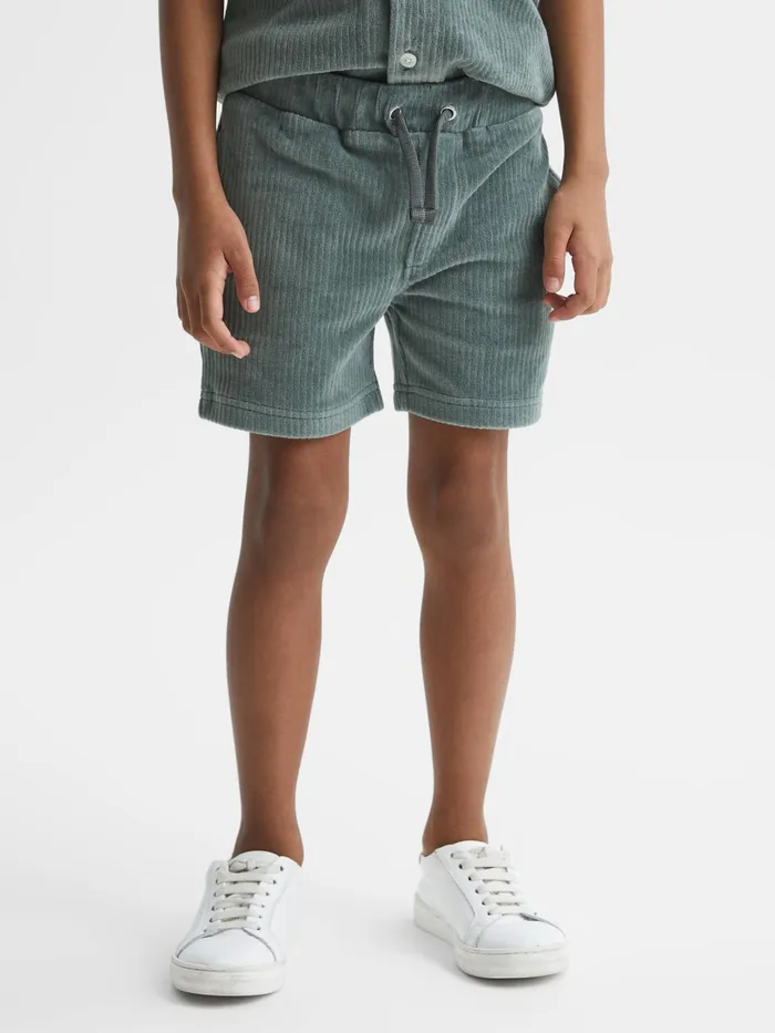 Reiss CoOrds Tortuga Ribbed Chenille Drawstring Shorts Sage 8211 Children