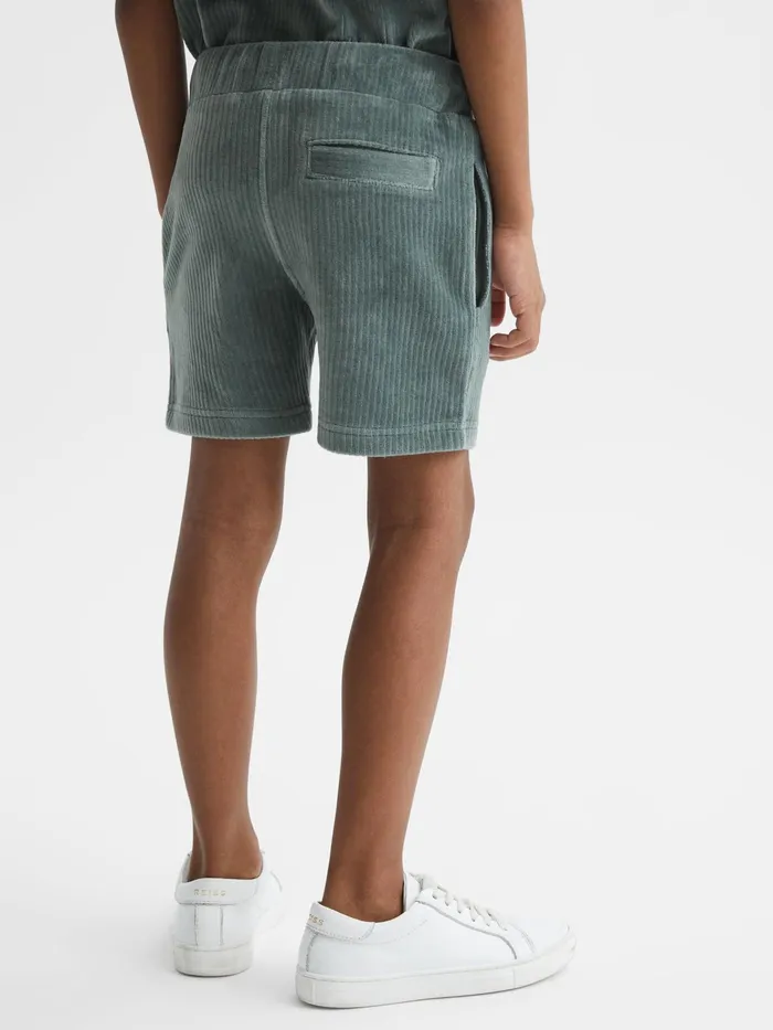 Reiss CoOrds Tortuga Ribbed Chenille Drawstring Shorts Sage 8211 Children