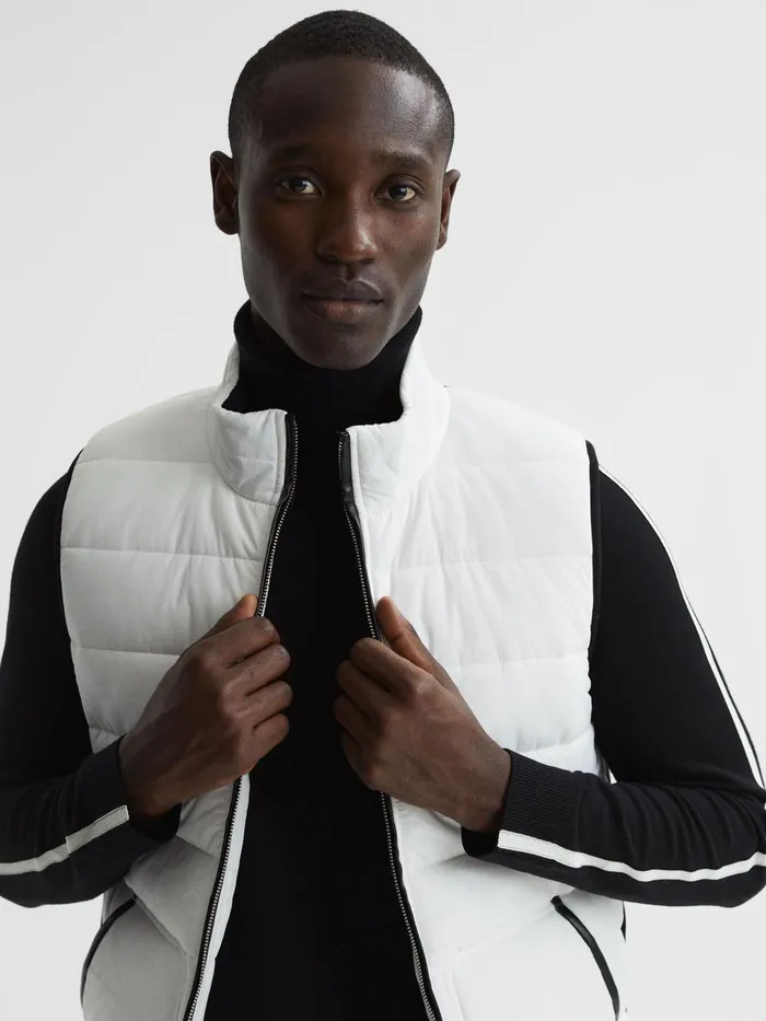 Reiss Coats and Jackets Ascot Hybrid Funnel Neck Gilet White 8211 Men