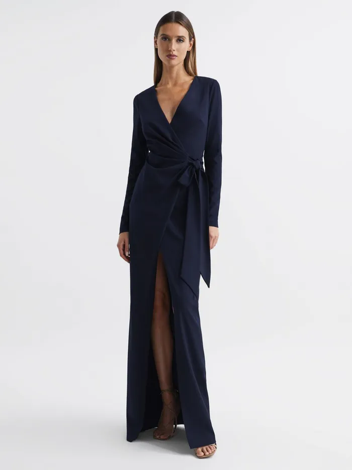 Reiss Dresses Halston 8211 Jasmine Halston Front Slip Maxi Gown Midnight Navy 8211 Women