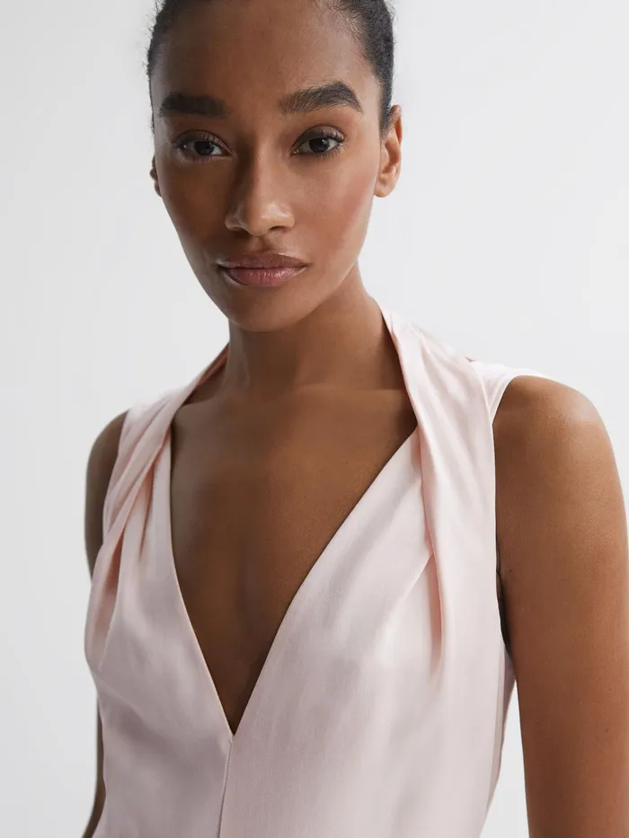 Reiss Dresses Lila Bridesmaid Twist Detail Midi Dress Nude 8211 Women